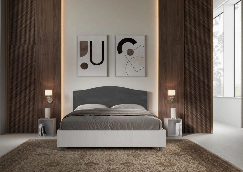 Letto Matrimoniale 160x190 cm con Rete Grace Grigio