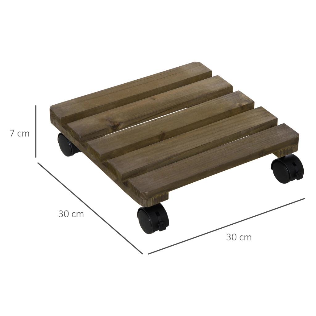 Set 2 Supporti per Piante con Ruote ¨C Xylo ¨C Quadrati per Interno ed Esterno