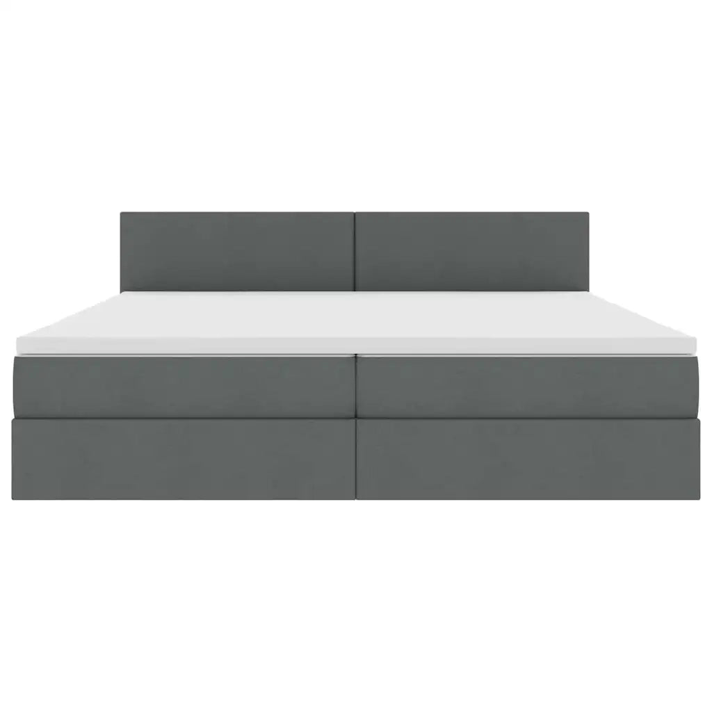 Letto con contenitore e LED Grigio scuro 200 x 200 cm Tessuto