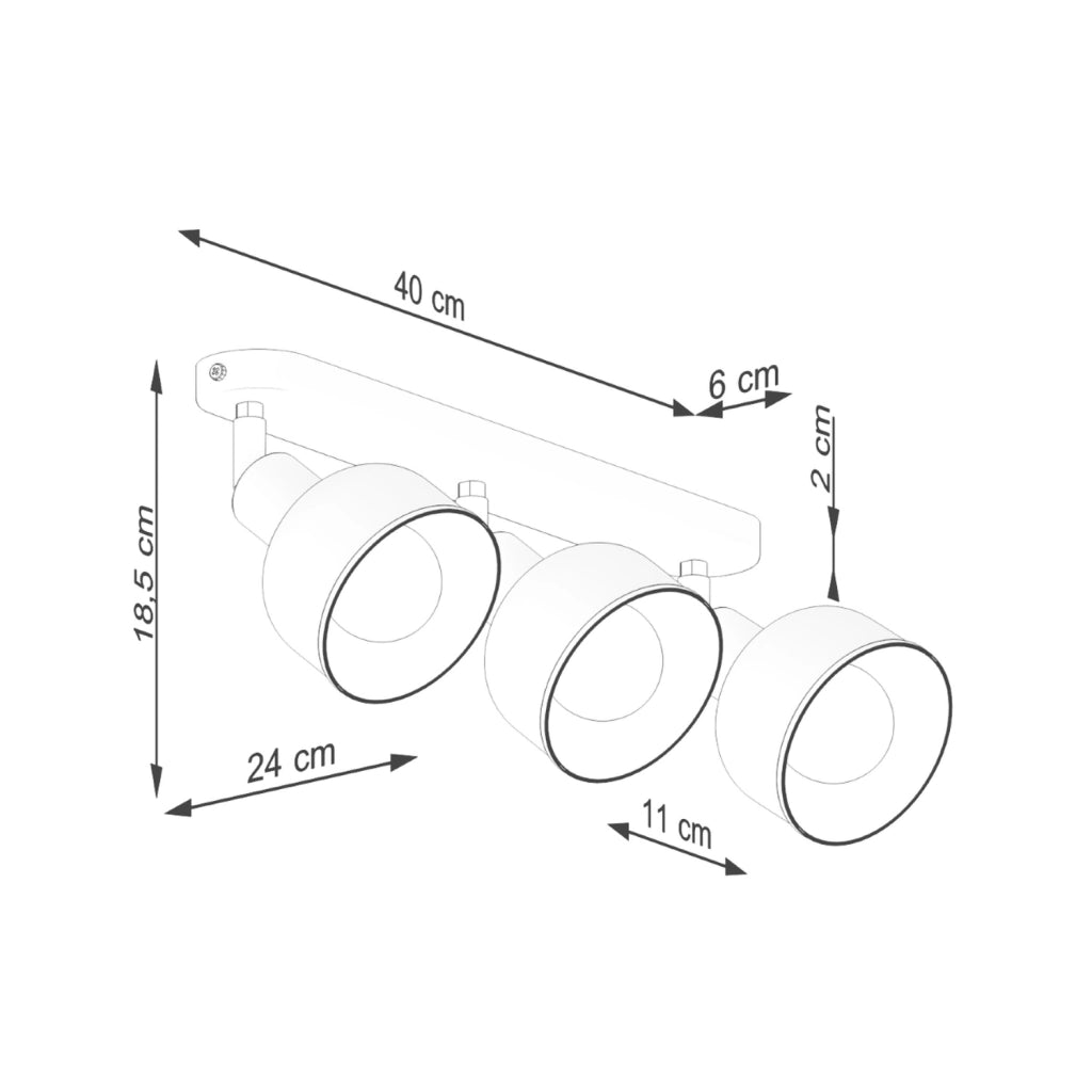 Spot soffitto minimal nero 3 luci E27 Pure Lume PU.1318