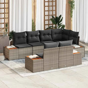 Set Divano da Giardino con cuscino 7 pcs Grigio Polyrattan