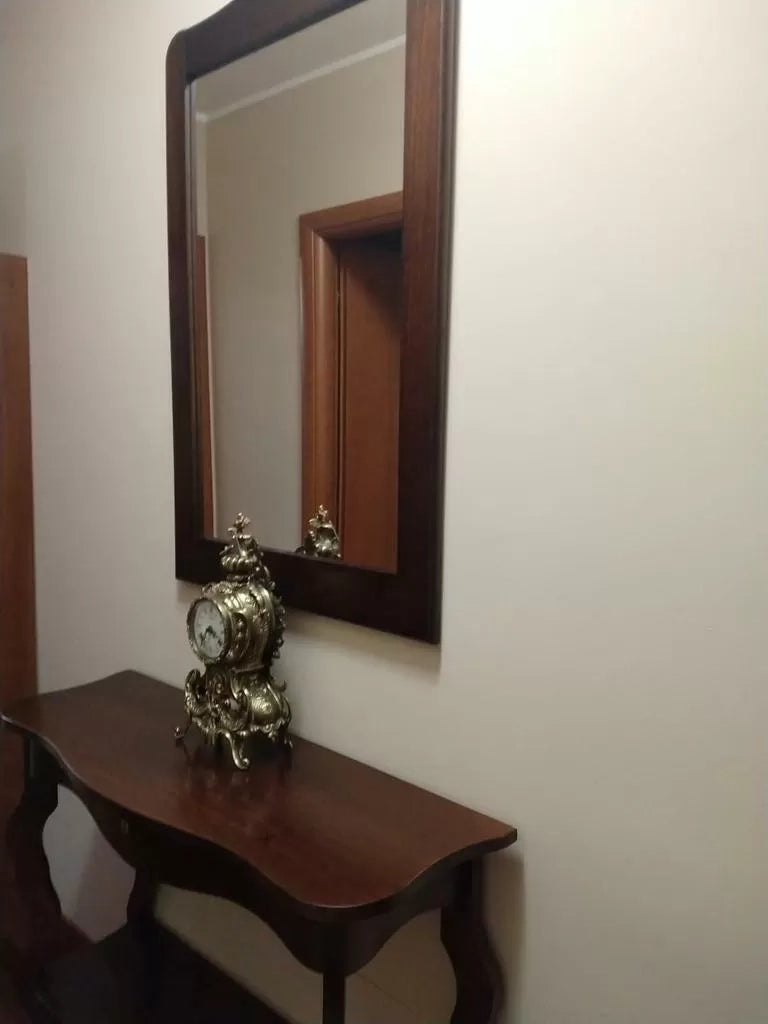 Consolle con specchio in legno tinta noce arte povera (259+260) - Mobili 2G