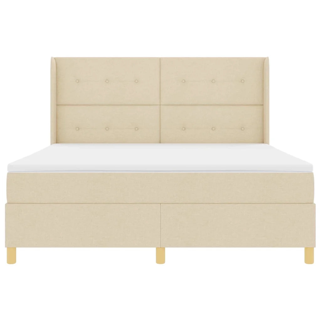 Letto a molle con strisce LED Crema 180 x 200 cm Tessuto 3343712