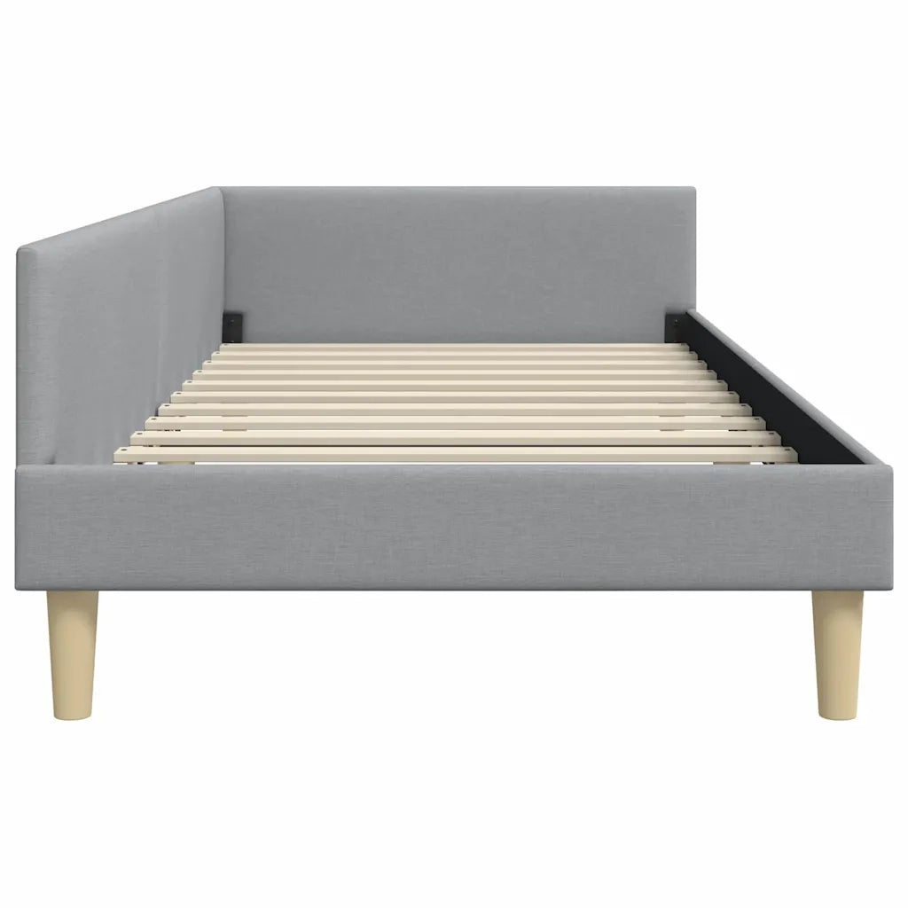 Cornice del letto ad angolo Grigio chiaro 80 x 200 cm Tessuto 42016101