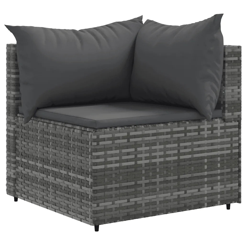 Set Divani da Giardino 7 pz con Cuscini in Polyrattan Grigio 3308218