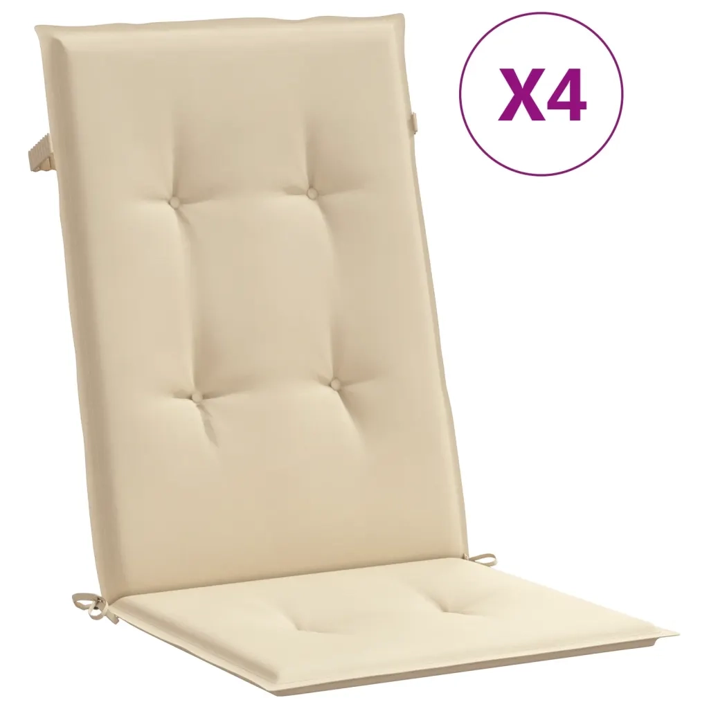 Cuscini per Sedie 4 pz Beige 120x50x3 cm in Tessuto 47543