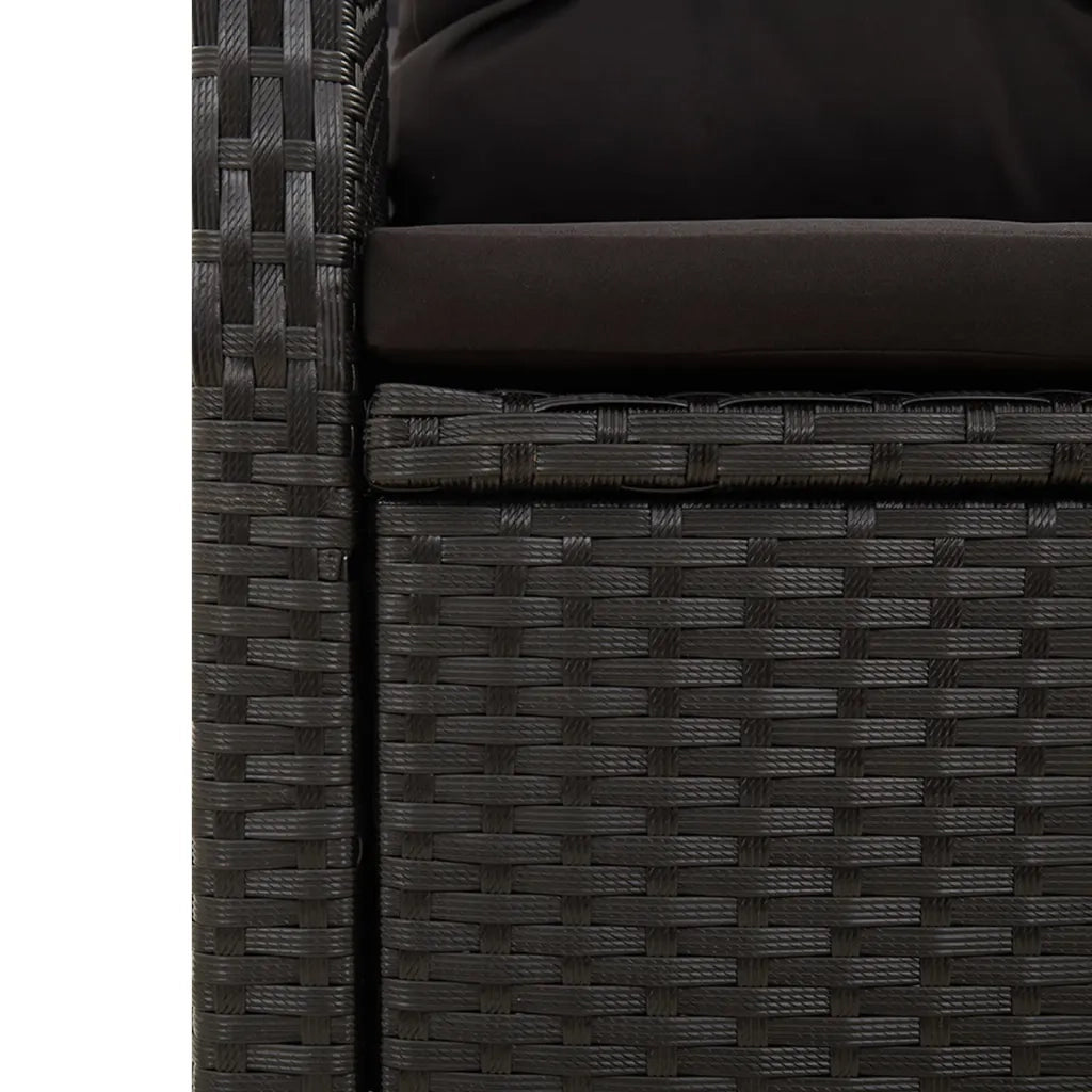 Set da Pranzo da Giardino 9 pz con Cuscini Nero in Polyrattan 3157604