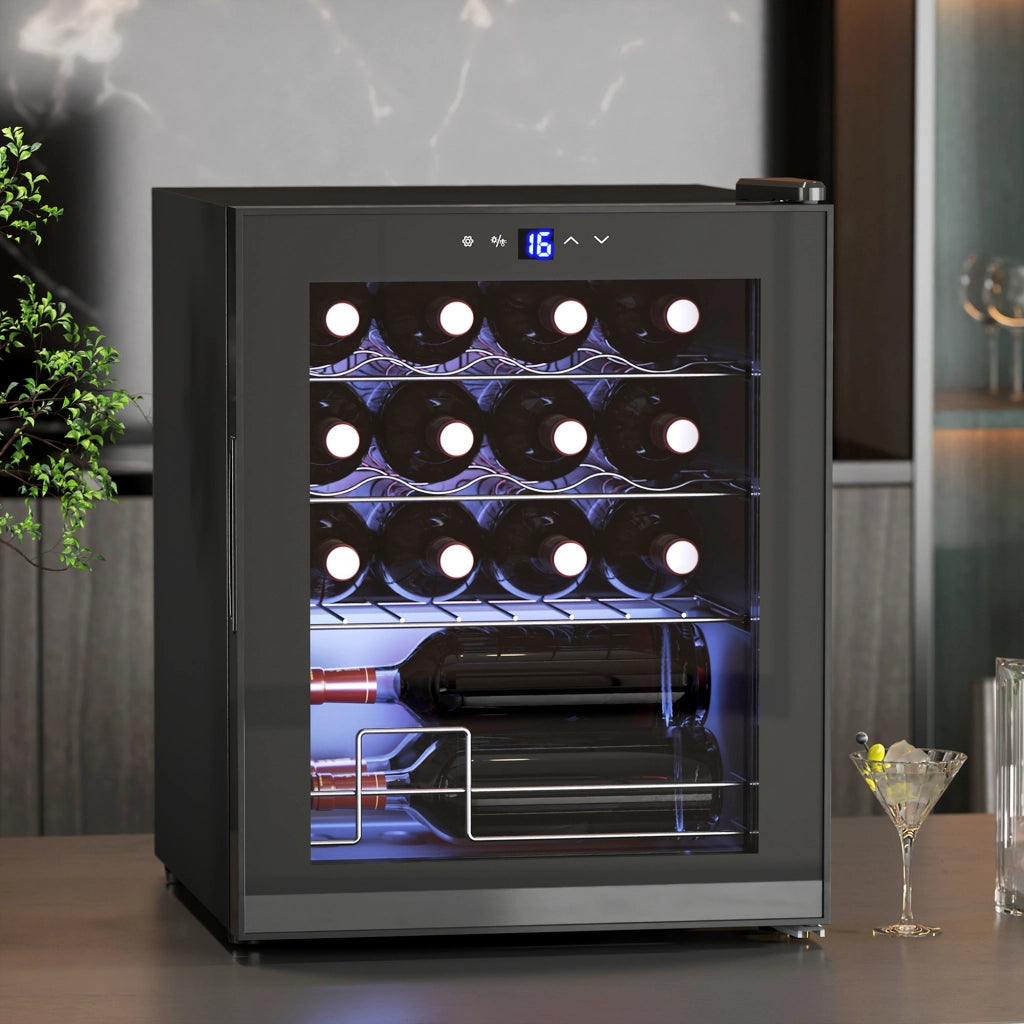 Cantinetta Vino 16 Bottiglie ¨C Xylo ¨C 42L Frigo Bevande Temperatura Regolabile 5-18¡ãC Porta Vetro Nero