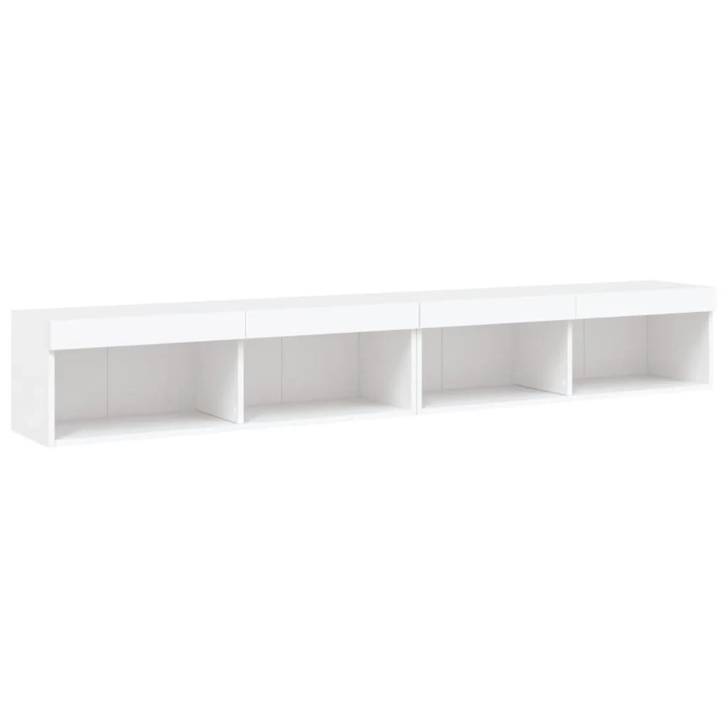 Mobile TV multimediale mensola TV credenza mobile TV per sala da pranzo soggiorno camera da letto con luci LED 2 pezzi 100 x 30 x 30 cm bianco 02_0028828
