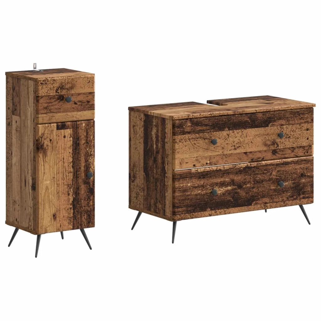 Set di Armadi da Bagno da 2 Pezzi BREDA Legno antico 3417727