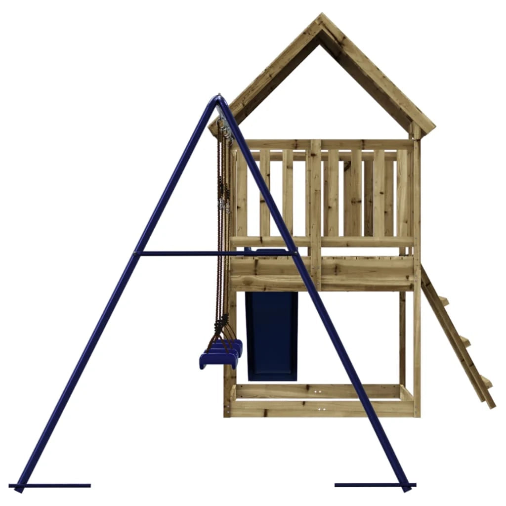 Area giochi all'aperto con altalene scivolo e robuste strutture per arrampicarsi giochi da giardino 564 x 235 x 228 cm legno di pino impregnato 02_0004819
