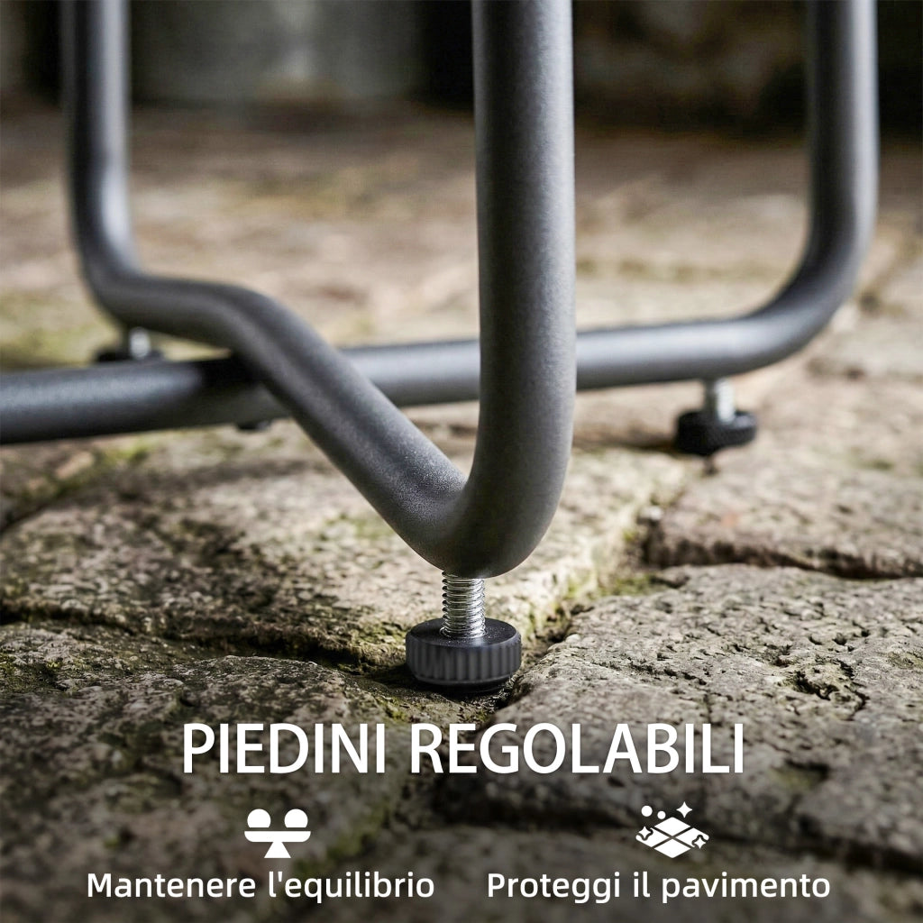 Tavolino da Giardino Rotondo in Metallo ¨C zephmum ¨C Effetto Legno Naturale ?48x51 cm