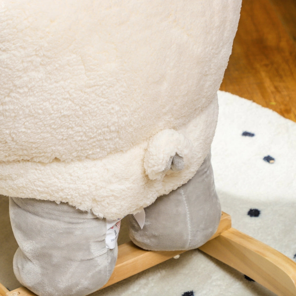 Cavallo a Dondolo per Bambini in Legno e Peluche Pecorella Grigio