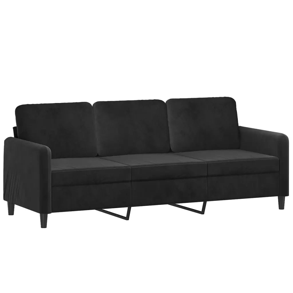 Divano | Divano da soggiorno | Sofa a 3 Posti Nero 180 cm in Velluto