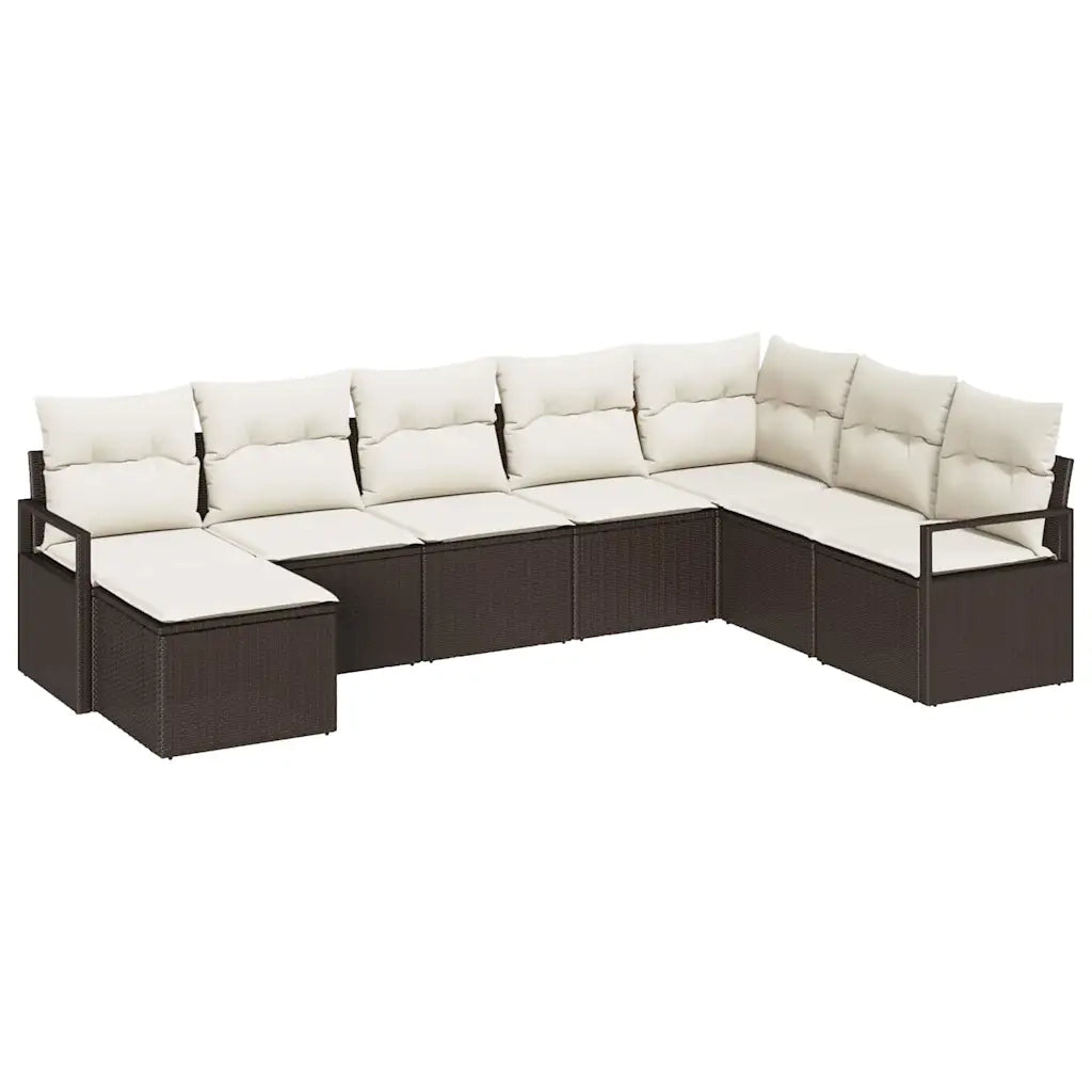 Set di divani con cuscino 8 pcs Marrone polyrattan