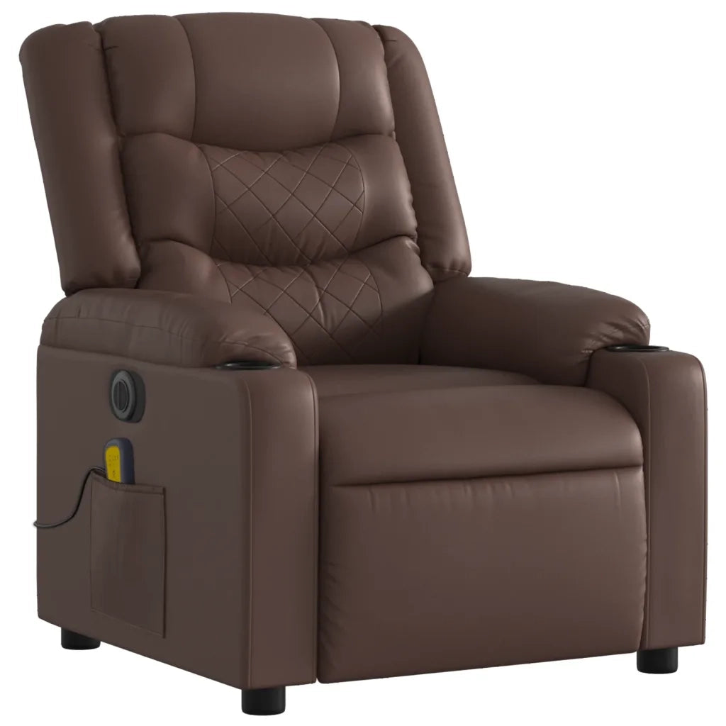 Poltrona Massaggiante Elettrica Marrone in Similpelle 3206549