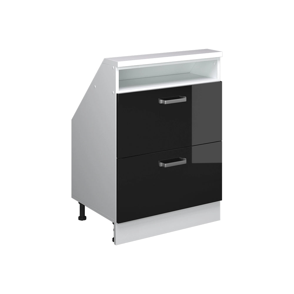Mobile sottotetto Rion Nero lucido/Bianco con 2 cassetti Vicco