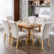 SEDIA da pranzo in velluto beige, Set da 6 pezzi