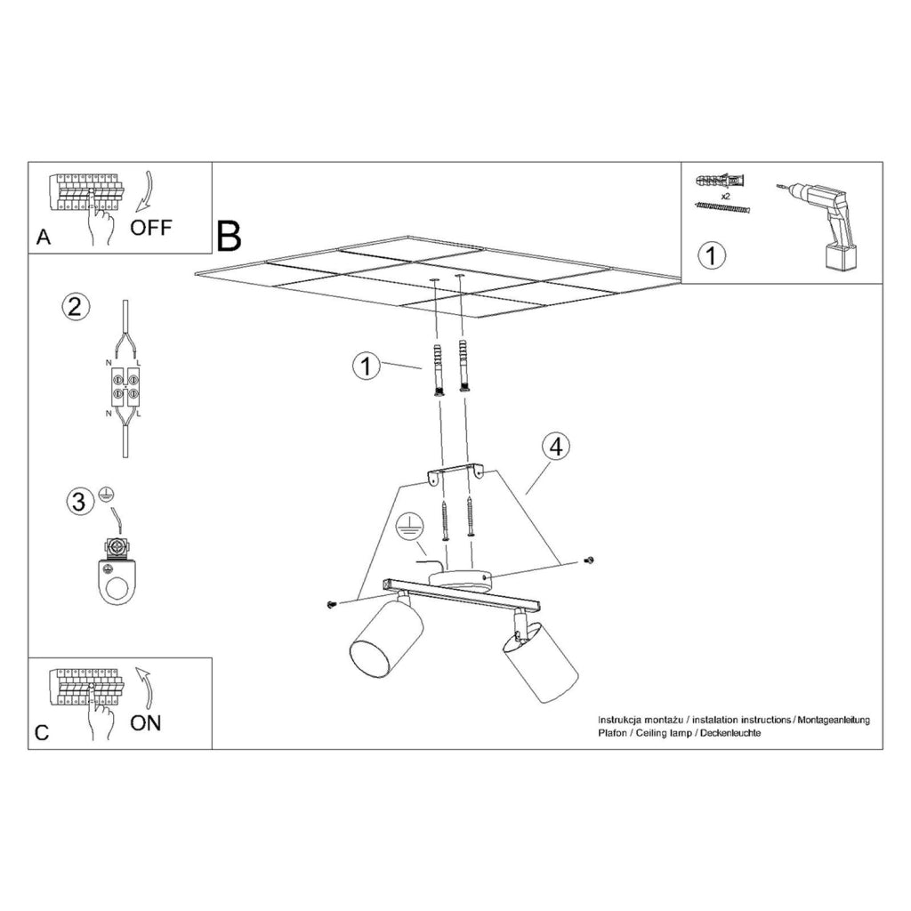 Faretto parete/soffitto Pure Lume Fjello 2xGU10 nero orientabile