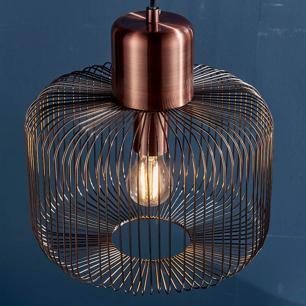 Lampada a sospensione retro rame antico E27 Nicola Endon
