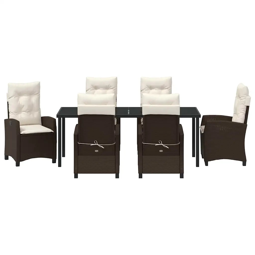 Set da Pranzo per Giardino con cuscino 7 pcs Marrone polyrattan 3380384