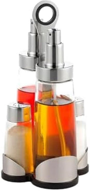 Set di oli e aceto con contenitore - 5 pezzi di accessori da cucina