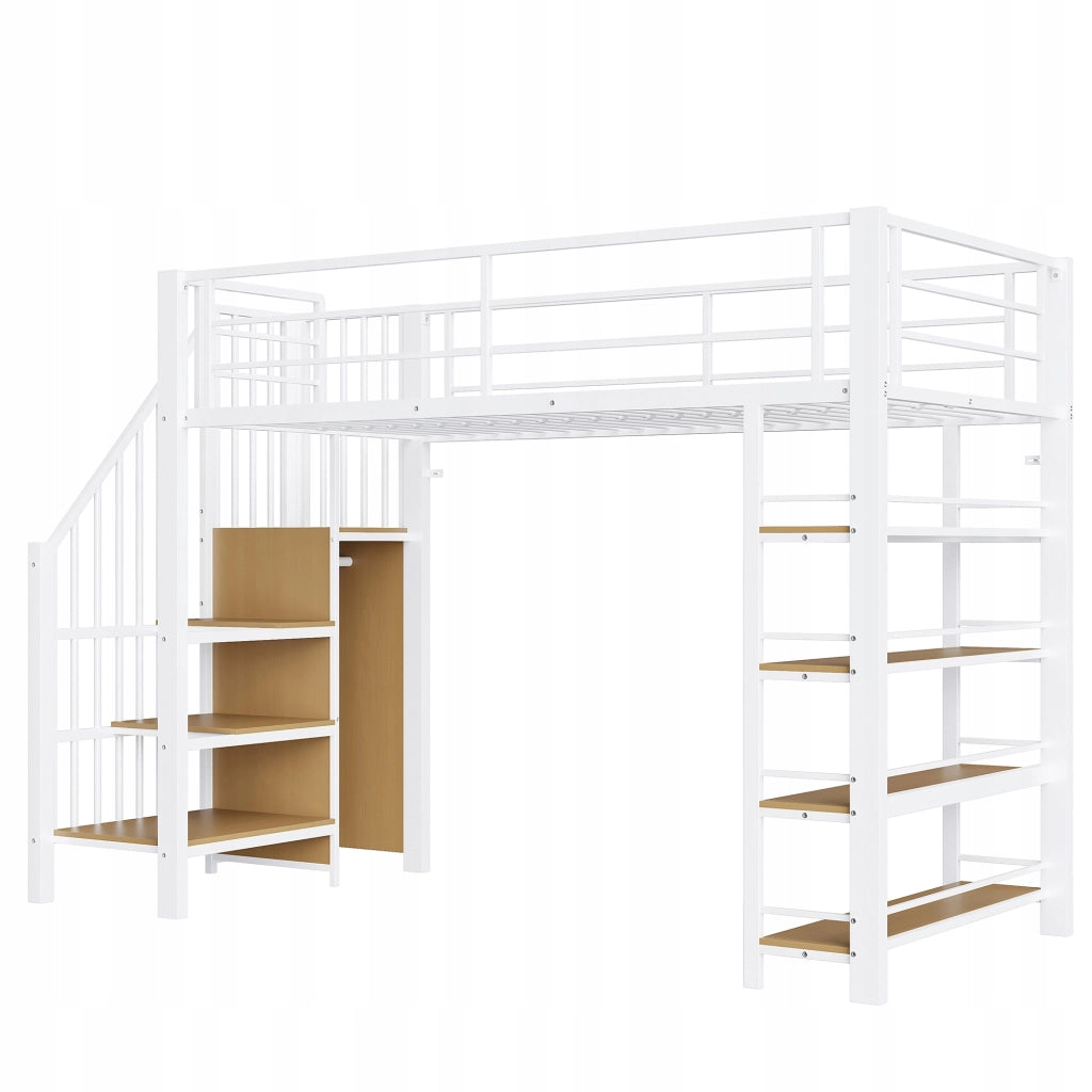 Letto a castello 90x200 - Xylo - Bianco con scala