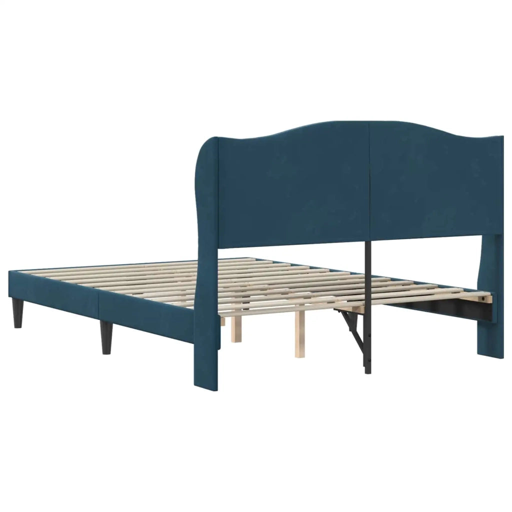 Letto matrimoniale | Letto per adulti | Struttura del letto con testiera Blu 120 x 200 cm Velluto
