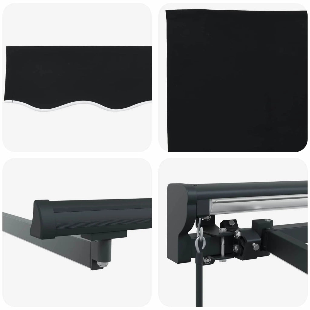 Cornice per Tenda Manuale con LED Nero e antracite 3,5 x 2,5 m 3420831