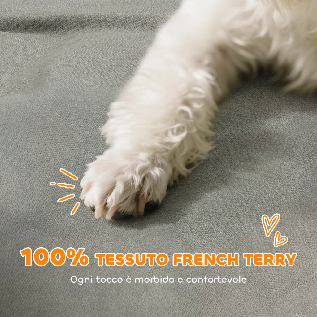 Divano per Cani ¨C Minimal ¨C Legno e Tessuto 66x42x28.5 cm Grigio