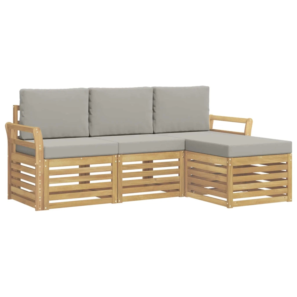 Set di divani da esterno 4 pcs Bianco e Grigio Chiaro 3391636