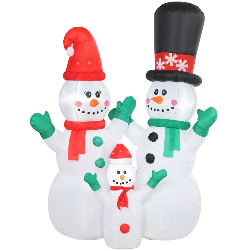 Famiglia di pupazzi di neve gonfiabili, decorazione natalizia da 1,8 m con luci a LED per uso interno ed esterno.