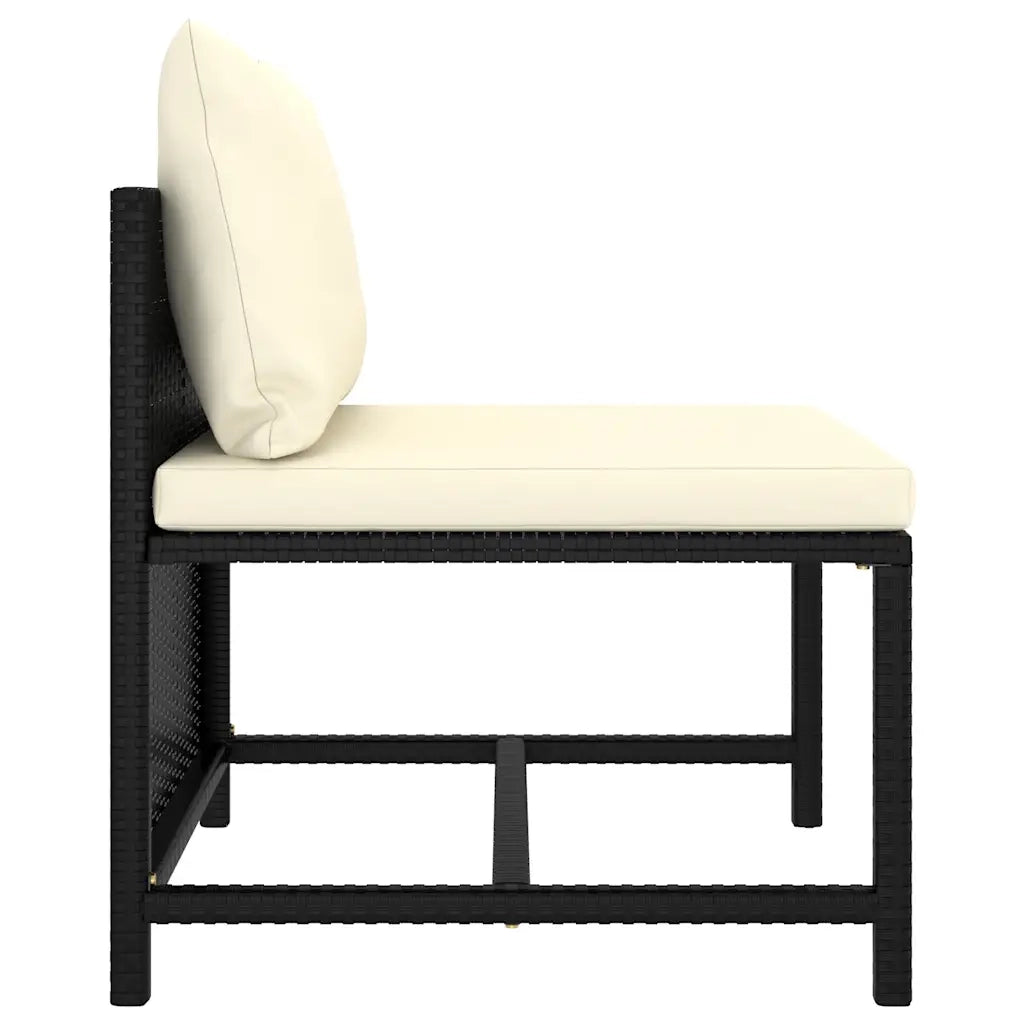 Set Divani da Giardino 7 pz | Set Salotto da Giardino con Cuscini in Polyrattan Nero