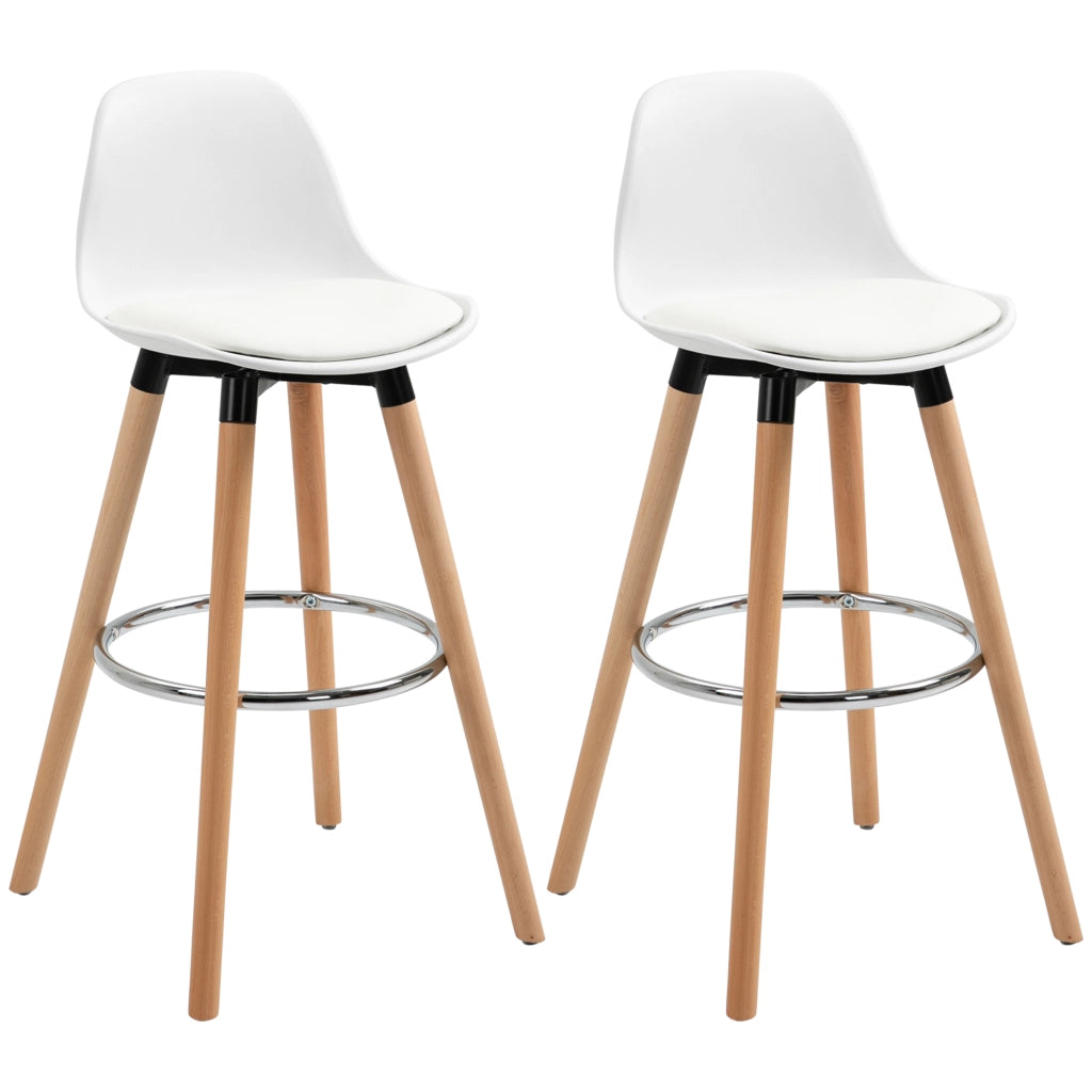 Sgabello da Bar Imbottito ¨C Xylo ¨C PU Bianco 43x43x91cm Set 2 Pezzi