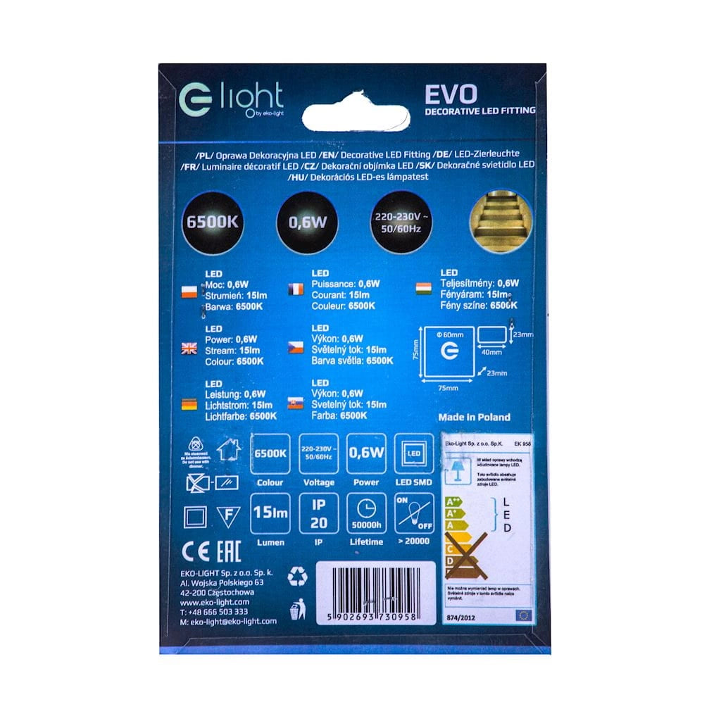 Lampada scala Eko-Light EVO LED 0,6W 6500K argento bianco