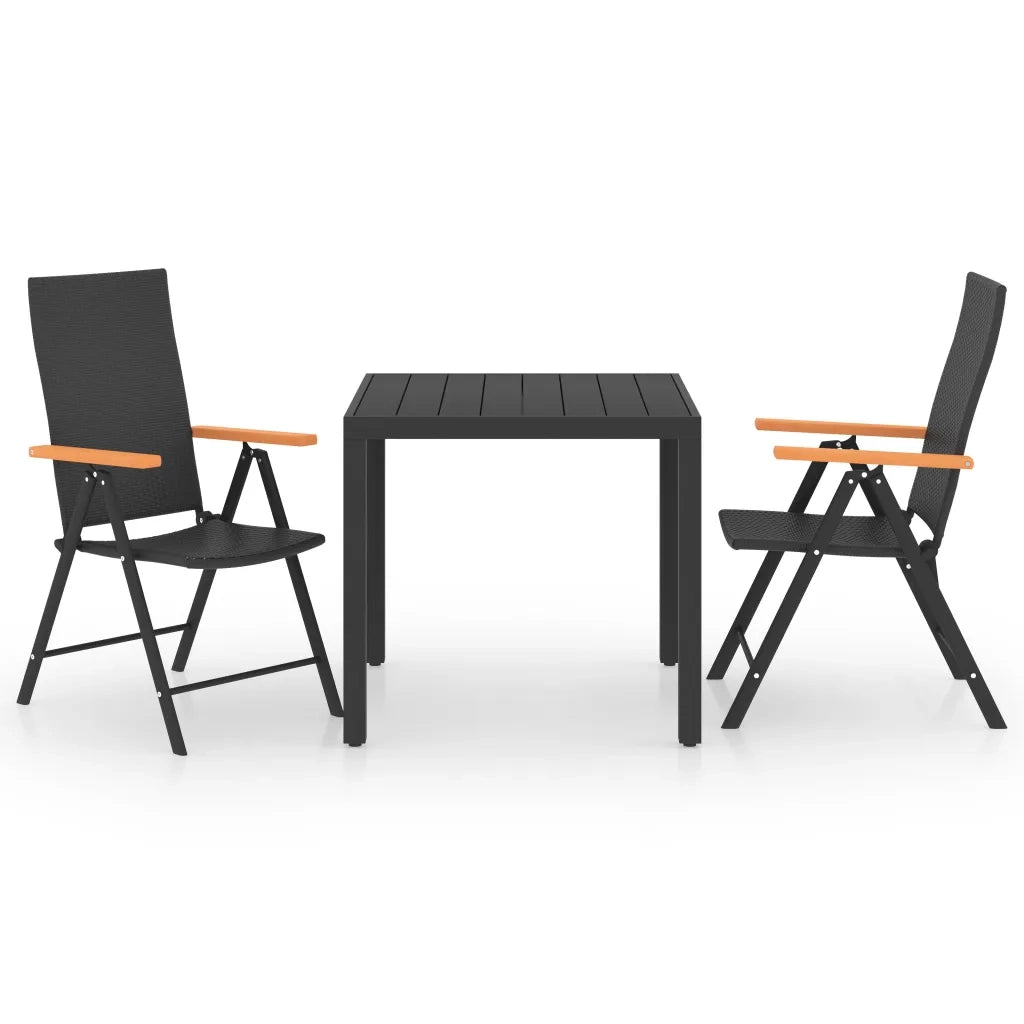 Set da Pranzo da Giardino 3 pz Nero e Marrone