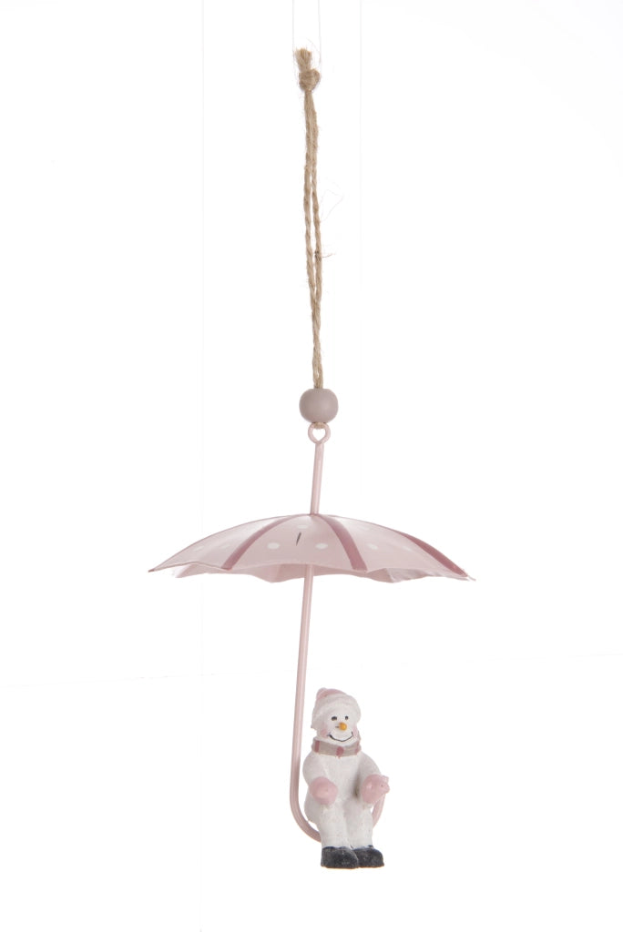 Pendaglio pois ombrello con babbo natale rosa chiaro
