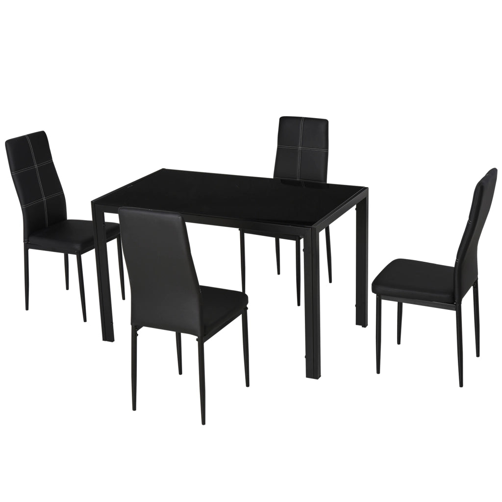 Set Tavolo e Sedie da Pranzo ¨C Minimal ¨C Nero, Legno, 90x200