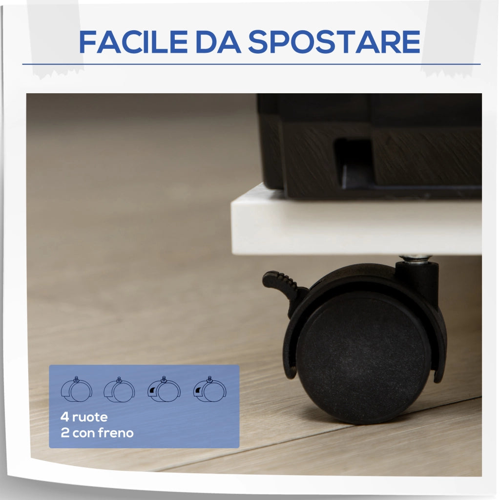 Mobiletto per Stampante in Legno con Ruote e Ripiano Regolabile ¨C Minimal ¨C Bianco