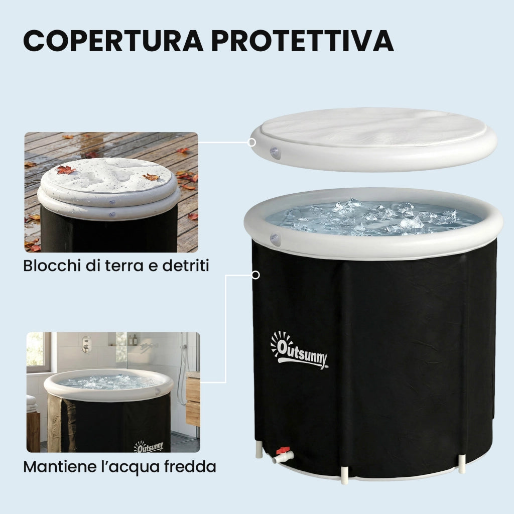 Vasca Ghiaccio Sportivi 280L ¨C Xylo ¨C Con Copertura e Pompa ?78x71cm Nero