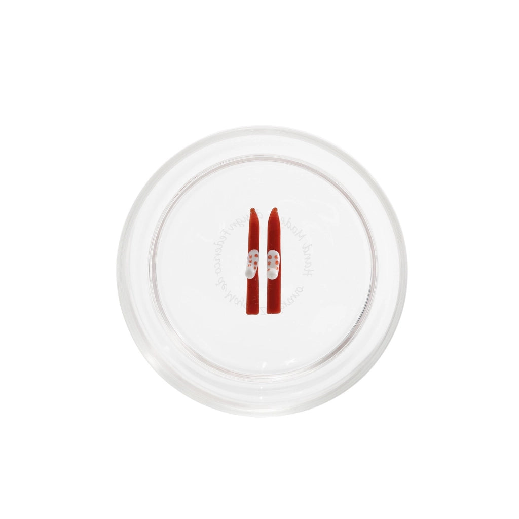 Teca Bicchieri Tumbler Winter Game Sci in vetro borosilicato fatto a mano con decoro 3D 35 cl, design artigianale ispirato agli sport invernali