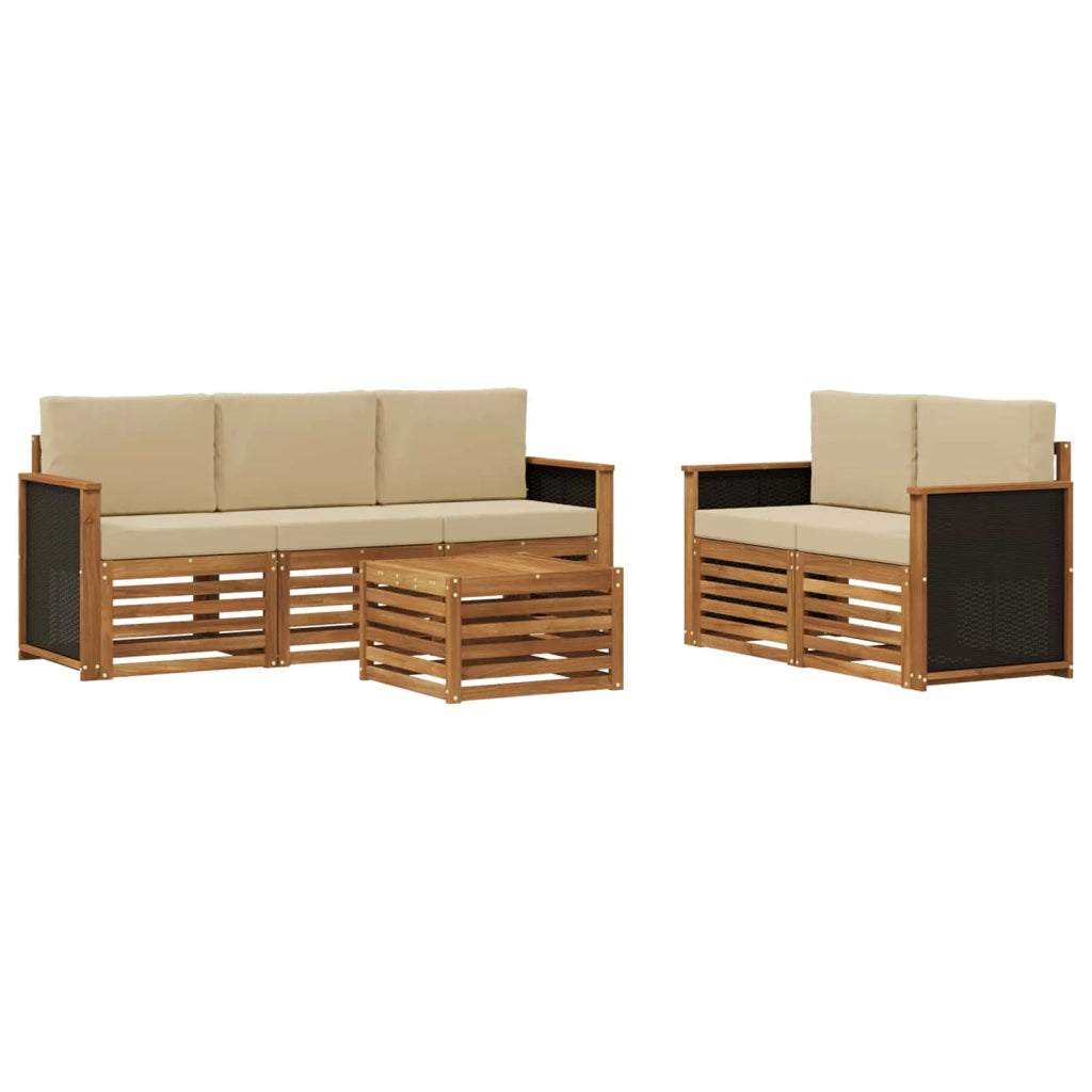 Set di divani da esterno 6 pz Naturale e Beige 3384014