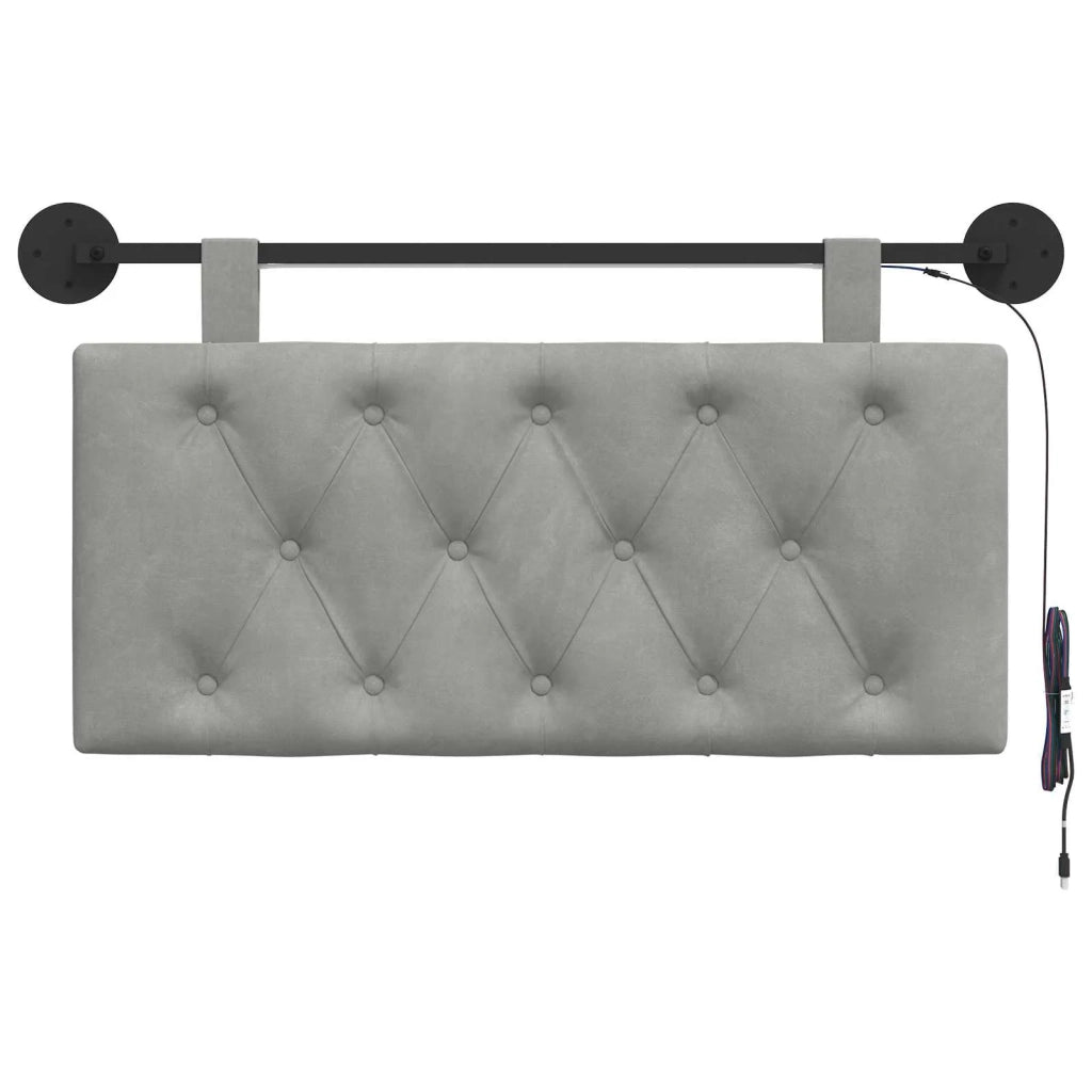 Testiera sospesa Con luce LED Grigio Chiaro Velluto 3424553