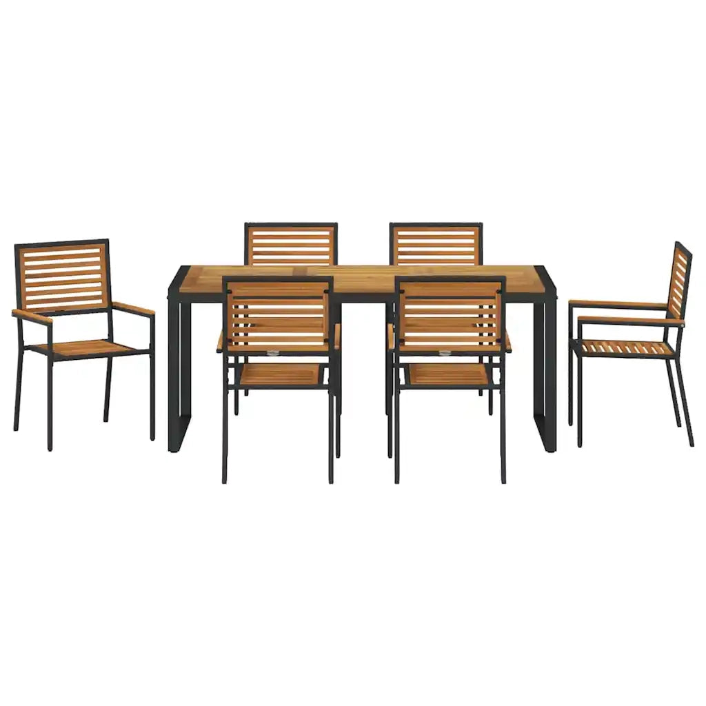 Set da Pranzo per Giardino 7 pcs Nero e Marrone polyrattan 3365481