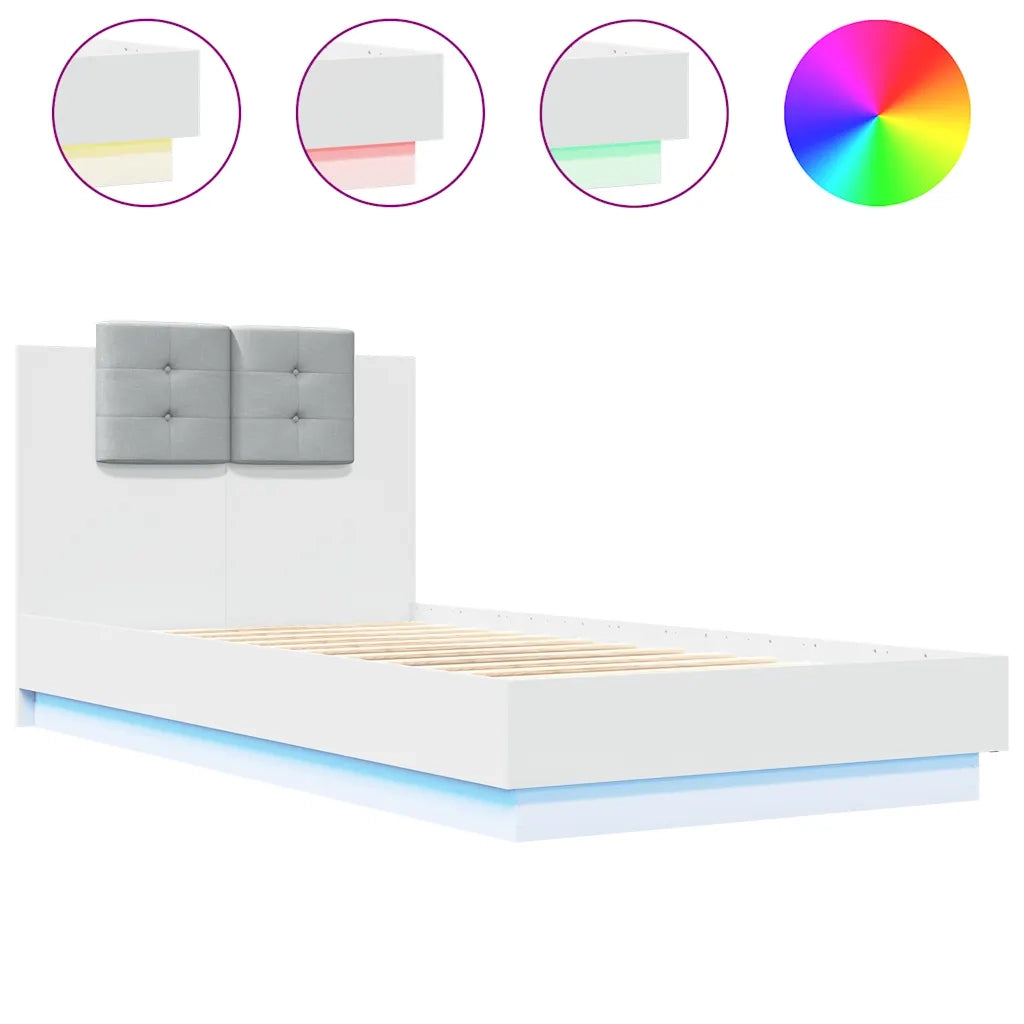 Giroletto con Testiera e LED Bianco 75x190 cm 3210066