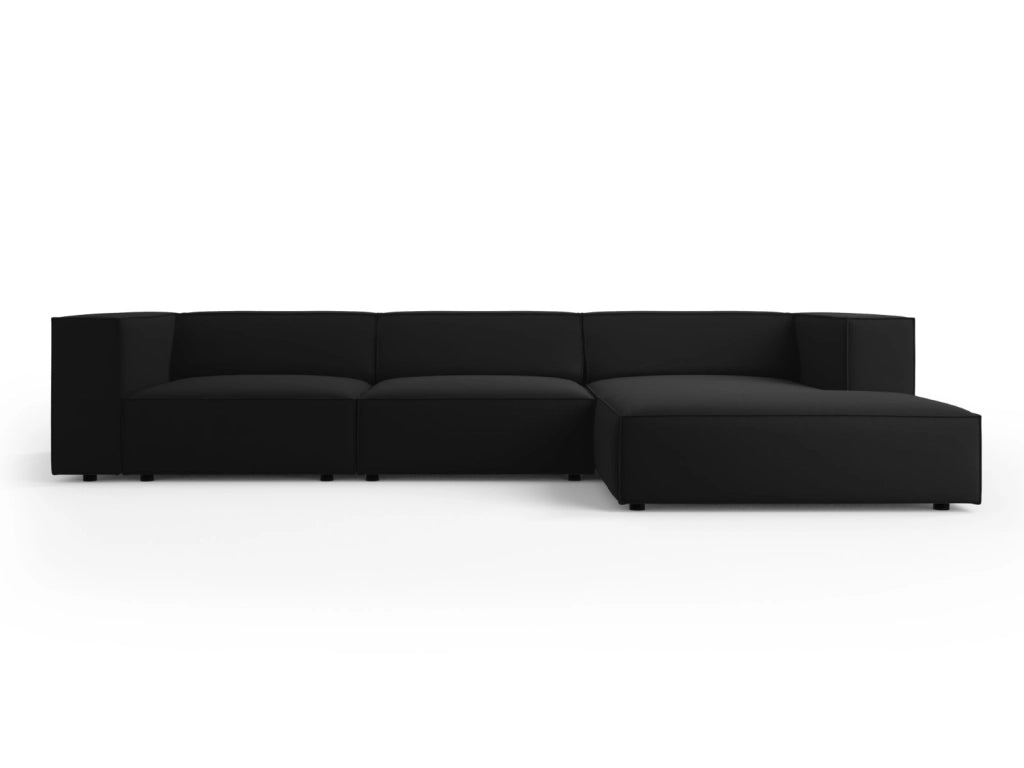 Cosmopolitan Design - Divano angolare destro "Arendal" 4 posti in velluto nero 