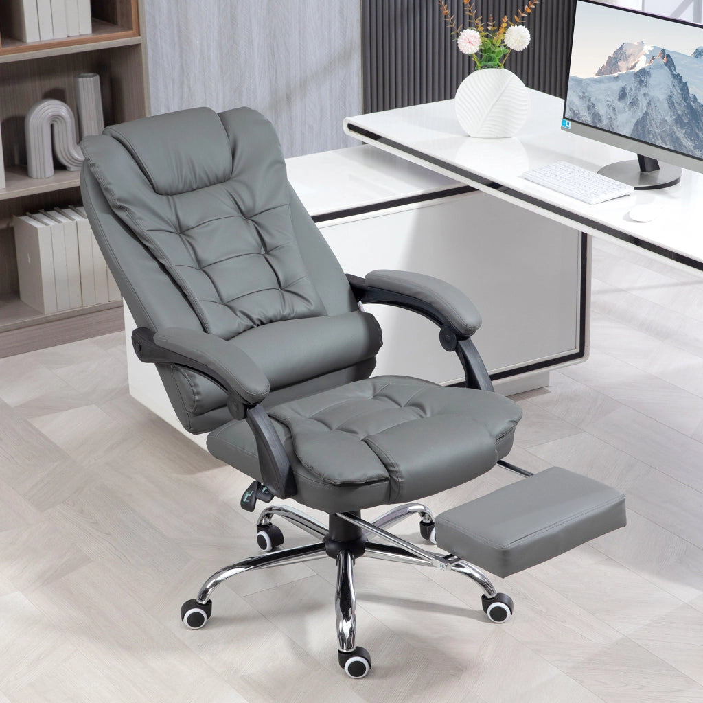 Sedia da ufficio ergonomica reclinabile con poggiapiedi ¨C Xylo ¨C Finta pelle grigio