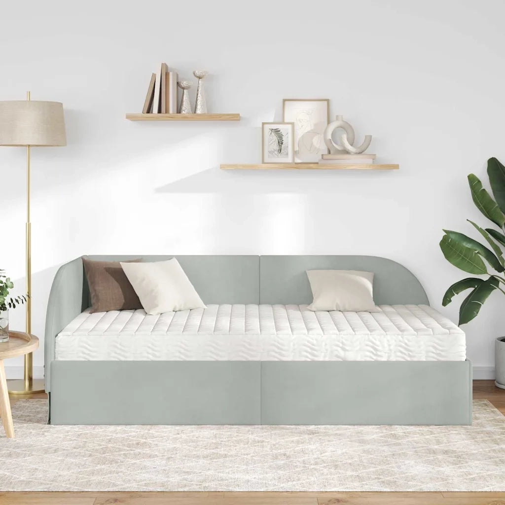 Struttura Letto Angolare con Materasso 2 pcs Grigio chiaro