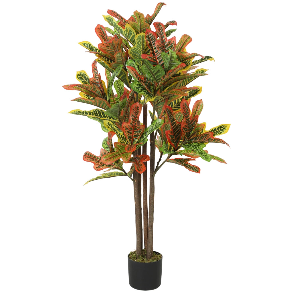Pianta Artificiale Croton ¨C zephmum ¨C 120 cm Multicolor con Vaso
