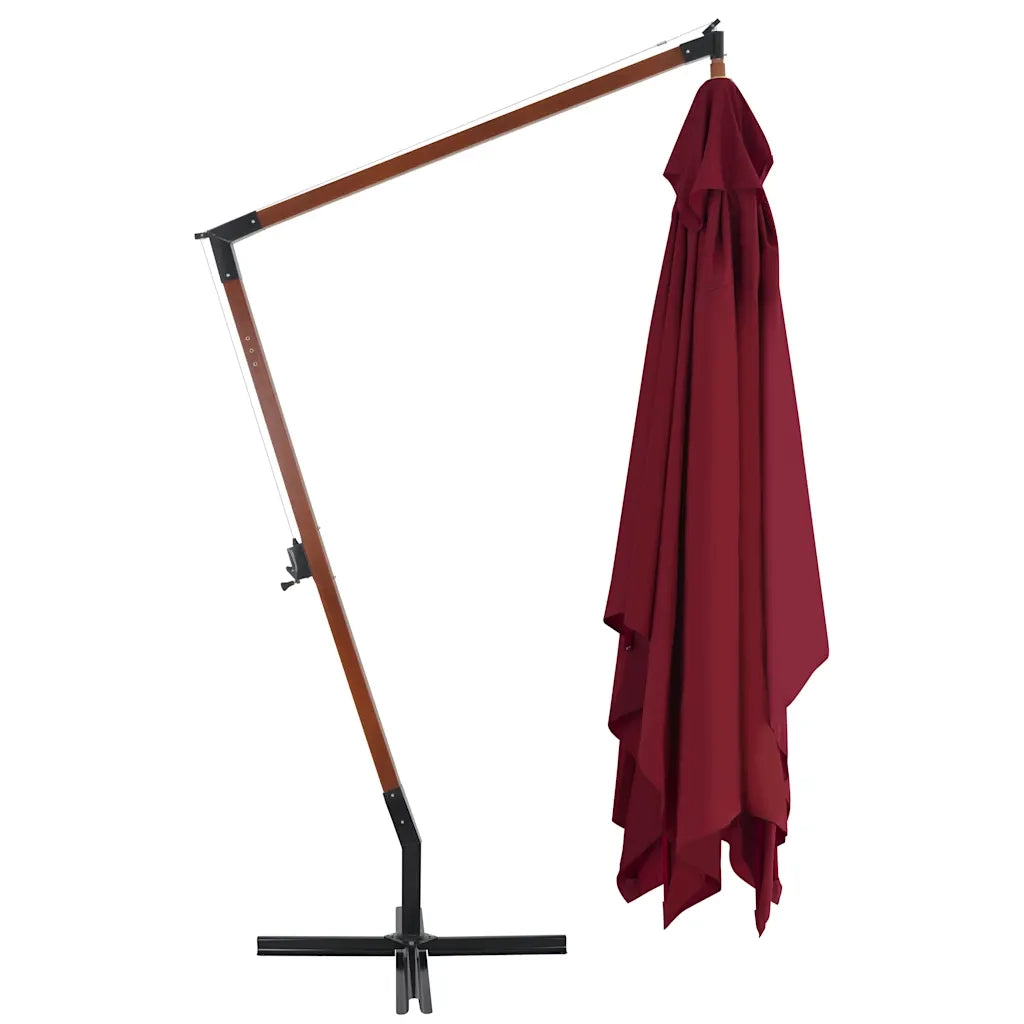 Ombrello | Parasolne a Sbalzo con Palo in Legno 400x300 cm Rosso Bordeaux